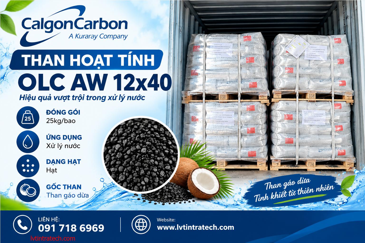  Than hoạt tính Calgon Carbon OLC AW 12×40