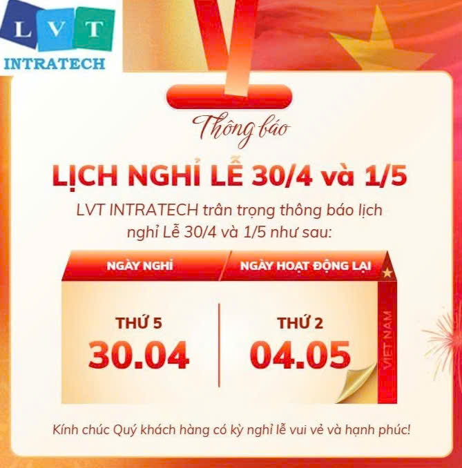 THÔNG BÁO NGHỈ LỄ 30/04 - 01/05 